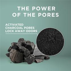 The power of the pores. Activated charcoal pores lock away odors