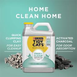Tidy Cats Free & Clean has quick clumping clay for easy cleanup and activated charcoal for odor absorption