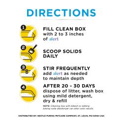 Directions for using Tidy Cats Tidy Care Alert cat litter.