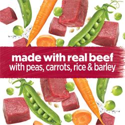 made with real beef and lamb with peas and carrots