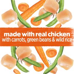 made with real chicken and lamb with peas and carrots