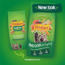 New look for Friskies Indoor Delights. Packaging may vary