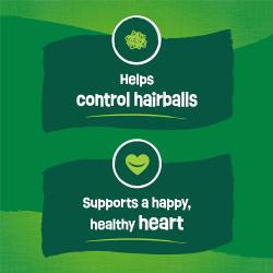 Helps control hairballs. Supports a happy, healthy heart