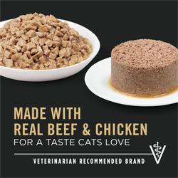 Purina Pro Plan Urinary Tract Health Chicken & Beef wet cat food variety pack is made with real chicken and beef.