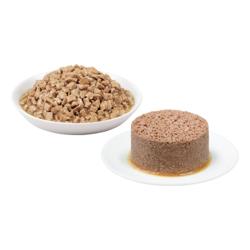 Alimento húmedo para gatos Purina Pro Plan Urinary Tract Health de pollo y res, tipo paté, en un plato.