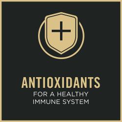 Cat food package label highlighting antioxidants for a healthy immune system