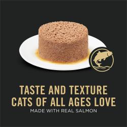 El alimento húmedo para gatos Purina Pro Plan Todas las Etapas de la Vida Paté de Pollo está elaborado con salmón real
