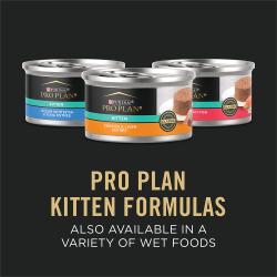 La comida para gatitos Purina Pro Plan Complete Essentials también está disponible en fórmulas de comida húmeda.