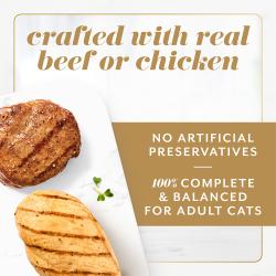 Fancy Feast con carne de res o pollo real - Sin conservantes artificiales - Completo y equilibrado para gatos adultos
