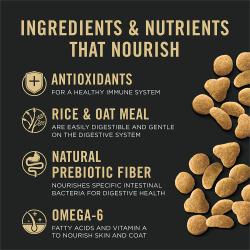 Purina Pro Plan Sensitive Skin and Stomach dry cat food is made with antioxidants and prebiotic fiber.