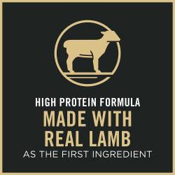 Purina Pro Plan Sensitive Skin and Stomach Lamb and Rice dry cat food is made with high protein and real lamb.