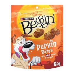 Beggin' pumpkin bites dog treats package