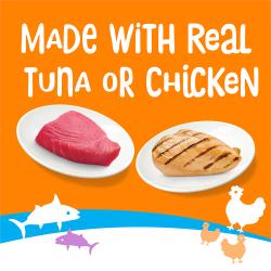 Friskies lil Lickables cat treats are made with real tuna or chicken.