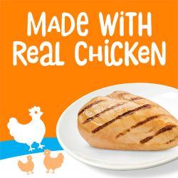 Friskies lil Lickables cat treats are made with real chicken.