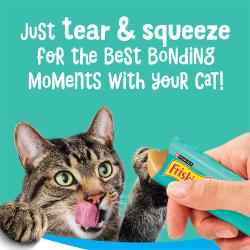 Just tear and squeeze Friskies lil Lickables cat treats to start bonding moments with your cat.