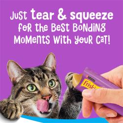 Just tear and squeeze Friskies lil Lickables cat treats to start bonding moments with your cat.