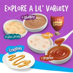 Explore a lil variety with Friskies lil gravies, lil bits n broth, and lil soups cat treats.