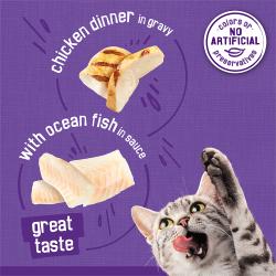 El paquete variado de comida húmeda para gatos Friskies Meaty Bits está elaborado sin colorantes ni conservadores artificiales.