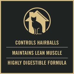 Pro Plan Adult Indoor Hairball dry cat food is formulated to control hairballs maintain lean muscle and be digestible.
