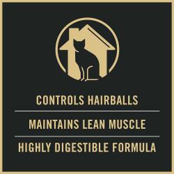 Pro Plan Adult Indoor Hairball dry cat food is formulated to control hairballs maintain lean muscle and be digestible.