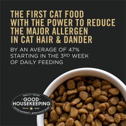 El alimento para gatos Pro Plan LiveClear es el primer alimento para gatos con la capacidad de reducir el principal alérgeno presente en el pelo y la caspa de los gatos.