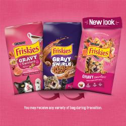 Nuevo aspecto para Friskies Gravy Swirlers. El empaque puede variar.