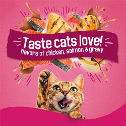 Taste cats love! Flavors of chicken, salmon, and gravy.