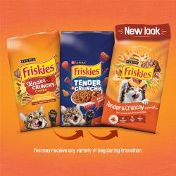 New look for Friskies Tender & Crunchy. Packaging may vary.