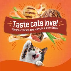 Taste cats love! Flavors of chicken, beef, carrots, and green beans.
