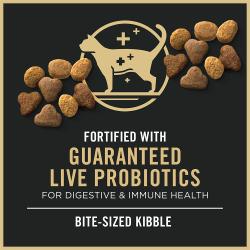 Pro Plan Complete Essentials contiene probióticos vivos garantizados. Elaborado con croquetas de tamaño bocado.