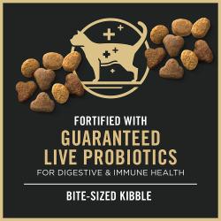 Pro Plan Complete Essentials contains guaranteed live probiotics. Made with bite sized kibble.