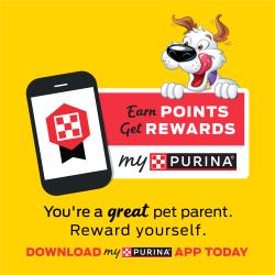 Gana puntos, obten premios con la aplicacion myPurina. Descargala hoy y obten puntos en tu proxima compra de golosinas para perros Beggin'.