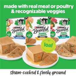 Beneful Freshly Prepared Classic with chicken, turkey, and lamb package. Made with real poultry or poultry and recognizable veggies.