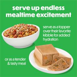 Beneful Freshly Prepared Classics Turkey Dinner, serve up endless mealtime excitement. Pour on top of their favorite kibble for added hydration or as a sauced and hearty meal.