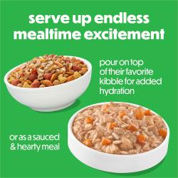 Beneful Freshly Prepared Stews Chicken Dinner or Turkey Dinner, serve up endless mealtime excitement. Pour on top of their favorite kibble for added hydration or as a sauced and hearty meal.