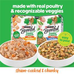 Beneful Freshly Prepared Stews Dinner with chicken and turkey package. Made with real poultry and recognizable veggies.
