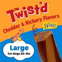 Twist'd Cheddar and Hickory flavors for large dogs.