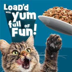 El alimento húmedo para gatos Friskies Fully Load’d está lleno de sabor y diversión.