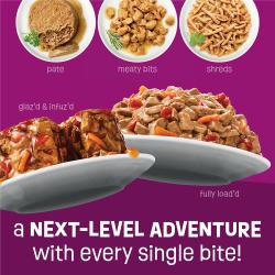 Friskies Glazed and Infuzed wet cat food is a next level adventure with every bite.