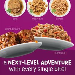 El alimento húmedo para gatos Friskies Glazed and Infuzed es una aventura de otro nivel en cada bocado.