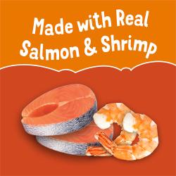 Friskies Lil' Soups 8 Count Variety Pack is made with real salmon and shrimp.