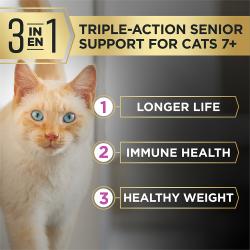Pro Plan AdvantEDGE cat food is made with Triple Action Senior Support to promote immune health longevity and healthy weight.