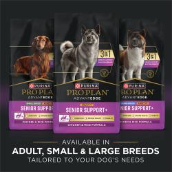 Pro Plan AdvantEDGE dog food is available in adult small breed and large breed formulas tailored to your dog's needs.