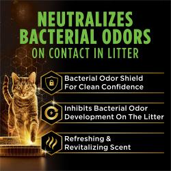 An infographic detailing how Tidy Cats Performance Plus Active Clean Scented Clumping Multi Cat litter neutralizes odors.
