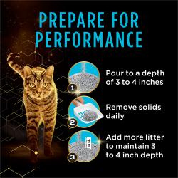 Instrucciones de 3 pasos para Tidy Cats Performance Plus Power Clump Arena para Múltiples Gatos Sin Fragancia.