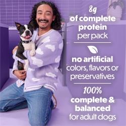 8 g de proteína completa por paquete. Sin colorantes, sabores ni conservadores artificiales. 100 % completo y balanceado para perros adultos