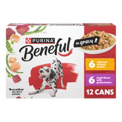 Beneful paquete variado de alimento para perros tipo paté con sabor a pollo o a carne de res en salsa de 12 unidades