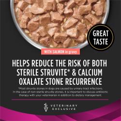 Pro Plan Veterinary Diets UR Urinary salmon wet dog food helps reduce risk of struvite and calcium stone recurrence.