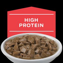El alimento húmedo para gatos Pro Plan Veterinary Diets DM Dietetic Management está elaborado con alto contenido de proteína.