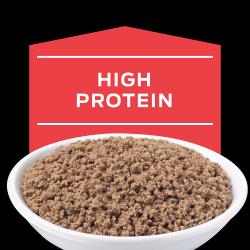 Pro Plan Veterinary Diets DM Dietetic Management wet cat food contains high protein.